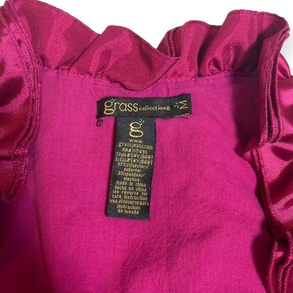 Y2K magenta ruffle corset style blouse - Picture 2 of 5